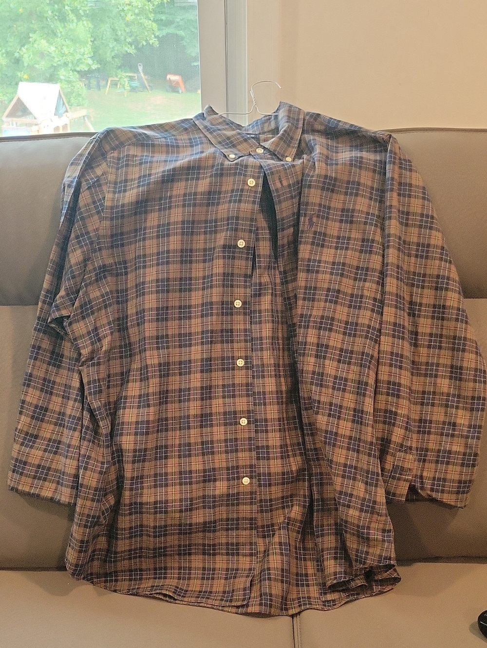 Ralph Lauren Brown and Blue Plaid Button-Down Shirt